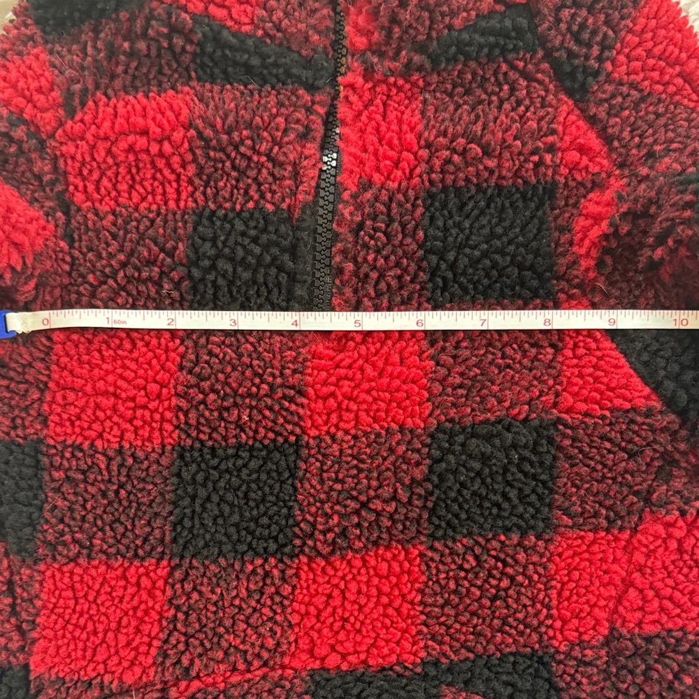 Heart to Tail Red & Black Buffalo Plaid Front Zip Lined Dog Sherpa Jacket - Picture 11 of 11